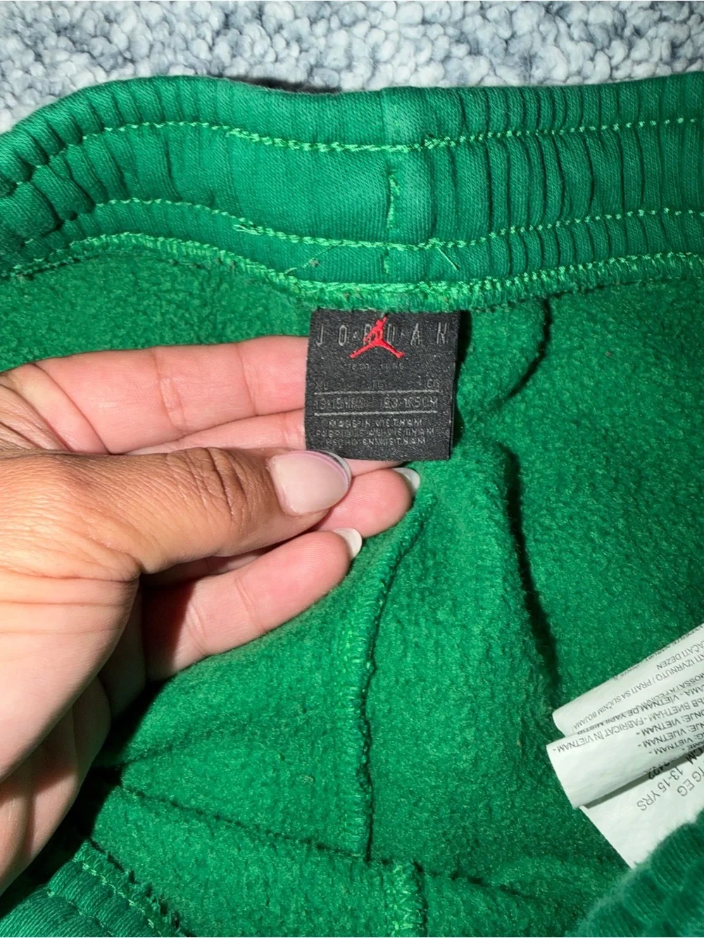 Jordan Kids Green Fleece Joggers with White Jumpman